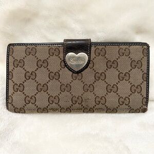Gucci GG Canvas Heart Clasp Continental Wallet